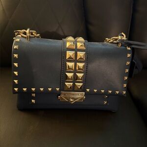 Michael Kors Navy Handbag with Gold Studs MD Cece Navy.